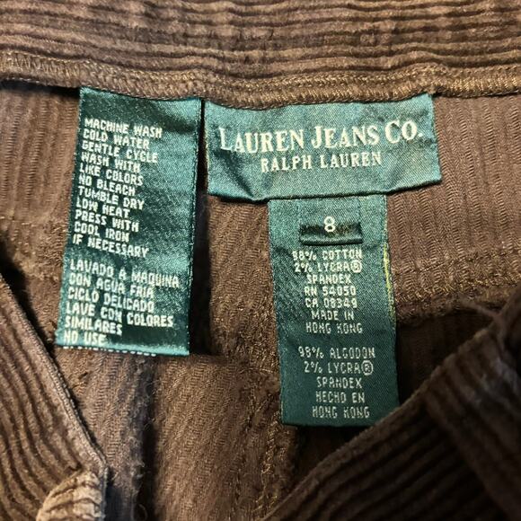 Lauren Jeans Co Ralph Lauren Brown Corduroy Pants Women’s Size 8 Stretch - Picture 3 of 7